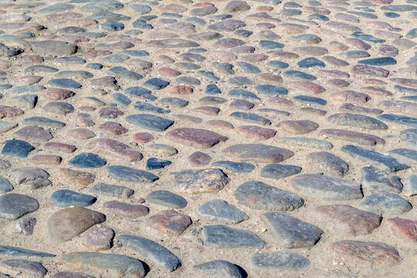 Vecchio Marciapiede Pietre Rotonde Pavimentazione Pietre Sulla Strada Strada Pietre — Foto Stock