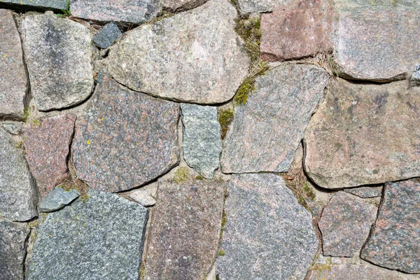 Uma Parede Feita Grandes Pedras Granito Parede Pedra Velha Material — Fotografia de Stock