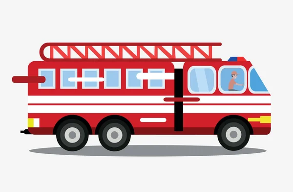 装有司机隔离卡车紧急白色平面插图的消防车矢量 — 图库矢量图片