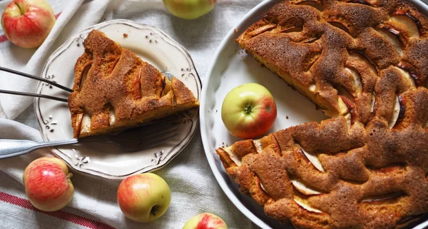 Casa Gătit Fundal Din Lemn Plăcintă Mere Vară Sau Biscuit — Fotografie, imagine de stoc