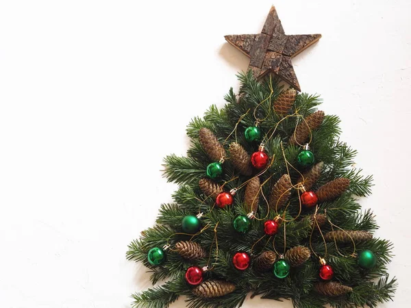 Carte Noël Arbre Noël Fait Branches Sapin Avec Une Étoile — Photo