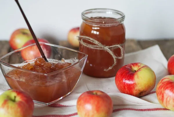 Säsong För Att Göra Sylt För Framtida Användning Apple Sylt — Stockfoto