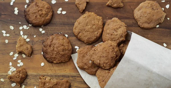 Diet Healthy Food Oatmeal Cookies Whole Grain Rye Flour Paper — Stock Photo, Image