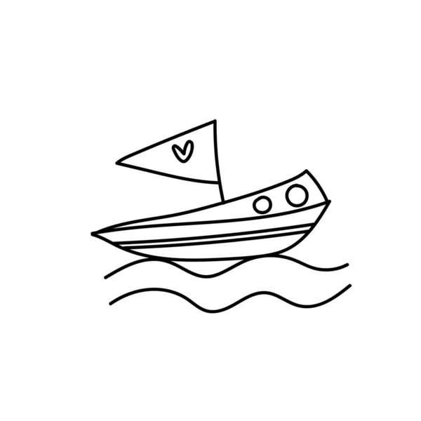 Single Hand Drawn Sailboat Doodle Vector Illustration — Stock Vector