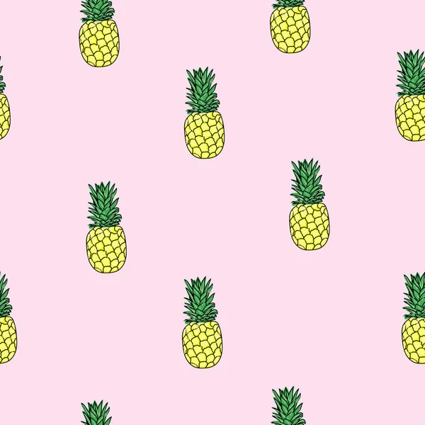 Ananas Sömlös Mönster Vektor Illustration Sommar Frukt Tryck För Textil — Stock vektor