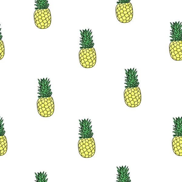 Ananas Nahtlose Mustervektorillustration Sommerfruchtdruck Für Textilien Stoffe Verpackungen Tapeten Bekleidung — Stockvektor