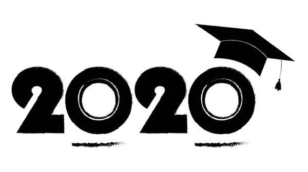 2020 Mezuniyet Sancağı. Grunge Tasarım. Vektör Resimleri Beyazda İzole Edildi