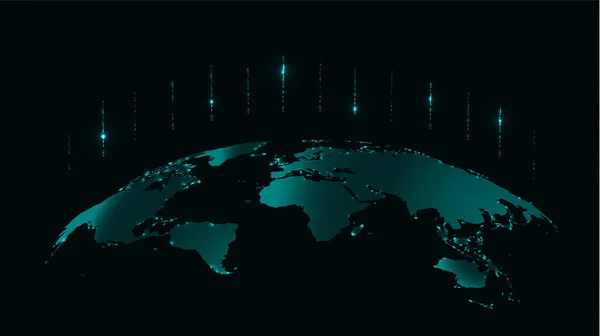 Gelecek Teknolojileri. 5G Hızlı İnternet Bağlantılı Küre Haritası. Gerçekçi Vektör İllüstrasyonu