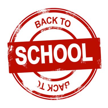 Okulun Kırmızı Mühür Mührü. Grunge Vektör İllüstrasyonu