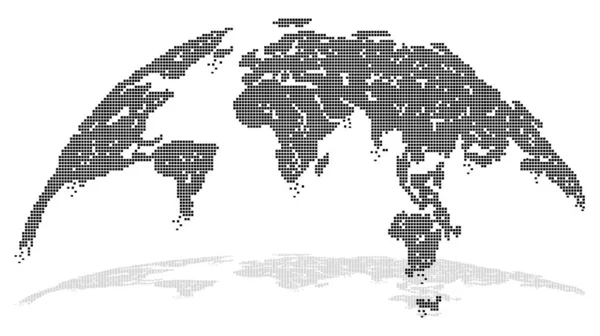 Digitale Globe Kaart Met Monochrome Checkered Texture Met Schaduw Geïsoleerd — Stockvector
