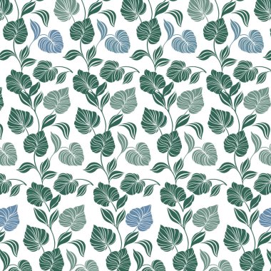 Suluboya Tasarım 'daki güzel çiçek deseni. Tekrarlayan Vektör İllüstrasyonu