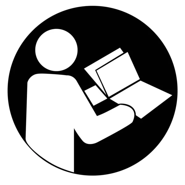 Icono Libro Lectura Persona Biblioteca Educación Info Concept Ilustración Vectorial — Archivo Imágenes Vectoriales