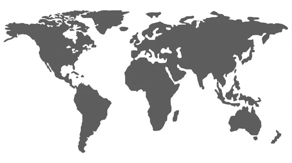 Trendig Världskarta Silhuett Isolerad Vit Bakgrund Monokrom Vektor Illustration — Stock vektor