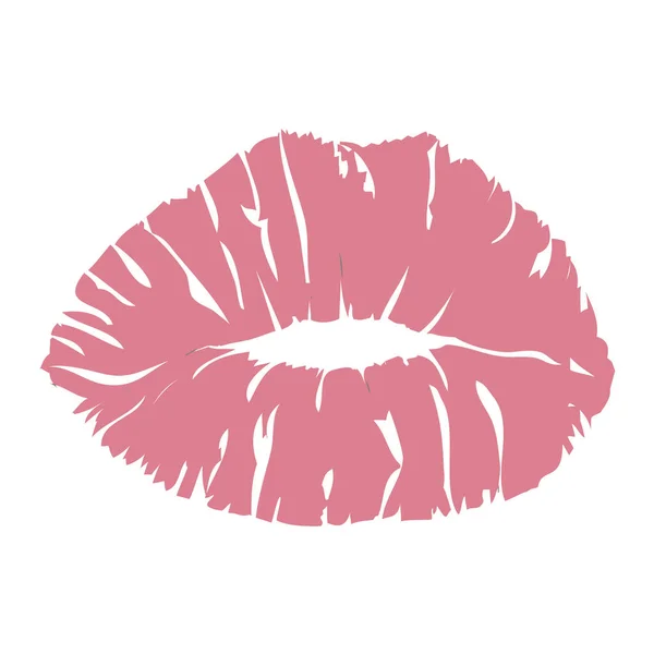 Passion Red Lips Print Icoon Geïsoleerd Witte Achtergrond Verlangend Concept — Stockvector