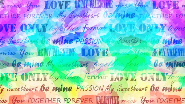Jen Láskou Vášnivý Opakující Vzor Milostným Písmem Pozadí Akvarelu Tahu — Stockový vektor