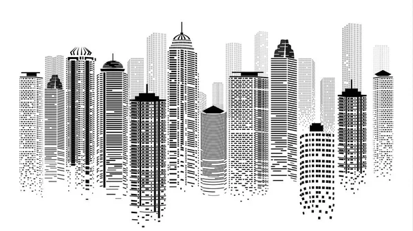 Cityscape Panorama Skyline Mrakodrapy Jeden Den Metropolis Epizoda Moderní Digitální — Stockový vektor