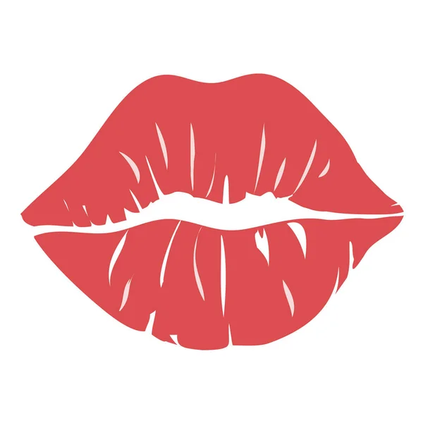 Red Passionate Lips Icon Geïsoleerd Witte Achtergrond Grunge Stijl Vector — Stockvector