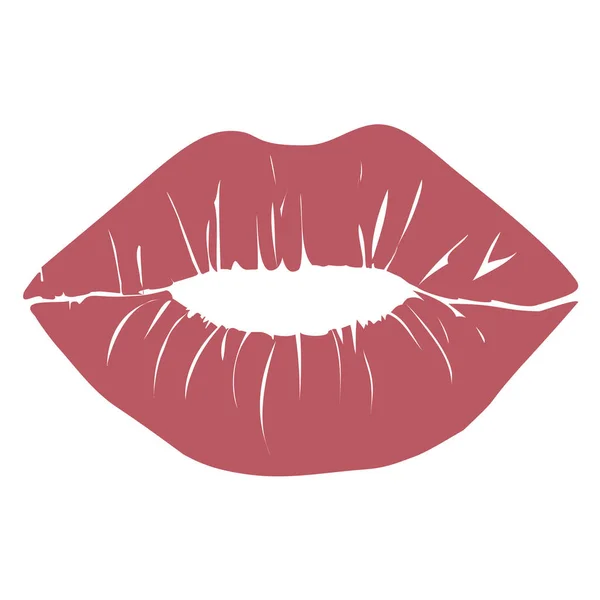 Lábios Vermelhos Românticos Isolados Fundo Branco Conceito Amor Apaixonado Ilustração — Vetor de Stock