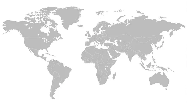 Moderno Mapa Globo Detallado Aislado Sobre Fondo Blanco Color Gris — Archivo Imágenes Vectoriales