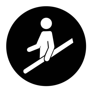 Asansörü kullanan adam. Şekil Resim Simgesi çubuğu. Vektör İllüstrasyonu