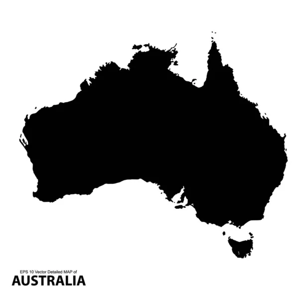 オーストラリア地図白い背景に隔離された黒い地溝のスタイルでの概要 ベクターイラスト — ストックベクタ