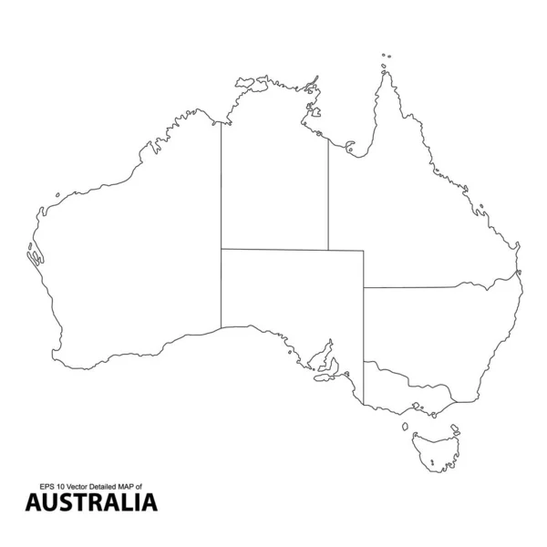 Australia Outline Map Isolated White Background Vector Illustration — Stock Vector