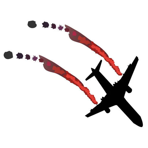 Acidente Acidente Avião Design Plano Vector Ilustração — Vetor de Stock