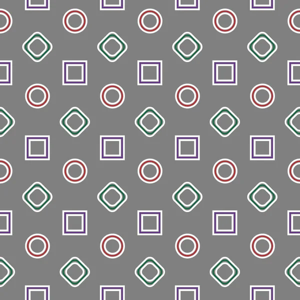 White Red Circles Green Rounded Squares Violet Squares Grey Background — Διανυσματικό Αρχείο