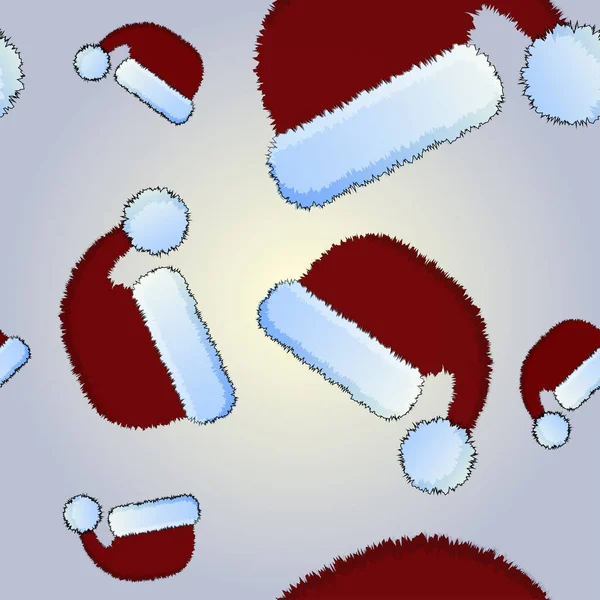 Пушистая Рождественская Шляпа Бесшовного Рисунка Днем Рождения Рождеством Новым Годом — стоковый вектор