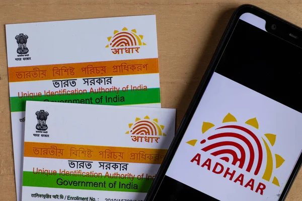 Birbhum West Bengal India August 2020 Selective Focus Aadhaar Symbol — 图库照片