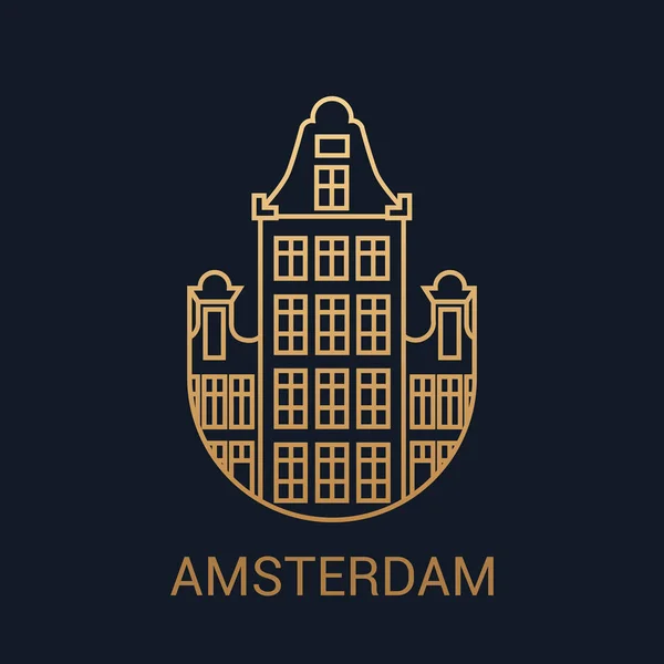 オランダの首都のアイコンはアムステルダムです 豪華シティピクトグラム — ストックベクタ