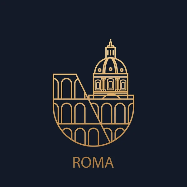 Icono Roma Pictograma Vectorial Italia Ilustración Del Coliseo Recuerdo Lujo — Archivo Imágenes Vectoriales