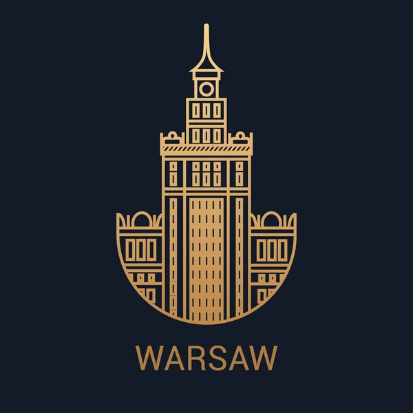 华沙轮廓图标 波兰城市 奢华的黄金城图标 — 图库矢量图片