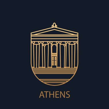 Atina şehrine. Yunanistan 'ın vektör ikonu başkenti. Turizm. Görüş.
