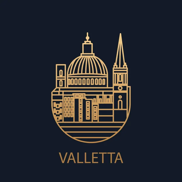 バレッタの街のベクトルアイコン マルタ共和国の首都 — ストックベクタ
