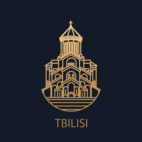 Miasto Tbilisi Wektorowa Ikona Stolicy Gruzji Tsminda Sameba Atrakcja Turystyczna — Wektor stockowy