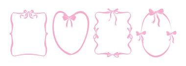 El çizimi yay çerçeve seti. Kurdele klasik tarzda sınırlandırılır. Vektör illüstrasyonu.