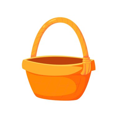 Boş Hasır Sepet, White 'a izole edildi. Düz Vektör illüstrasyonu.