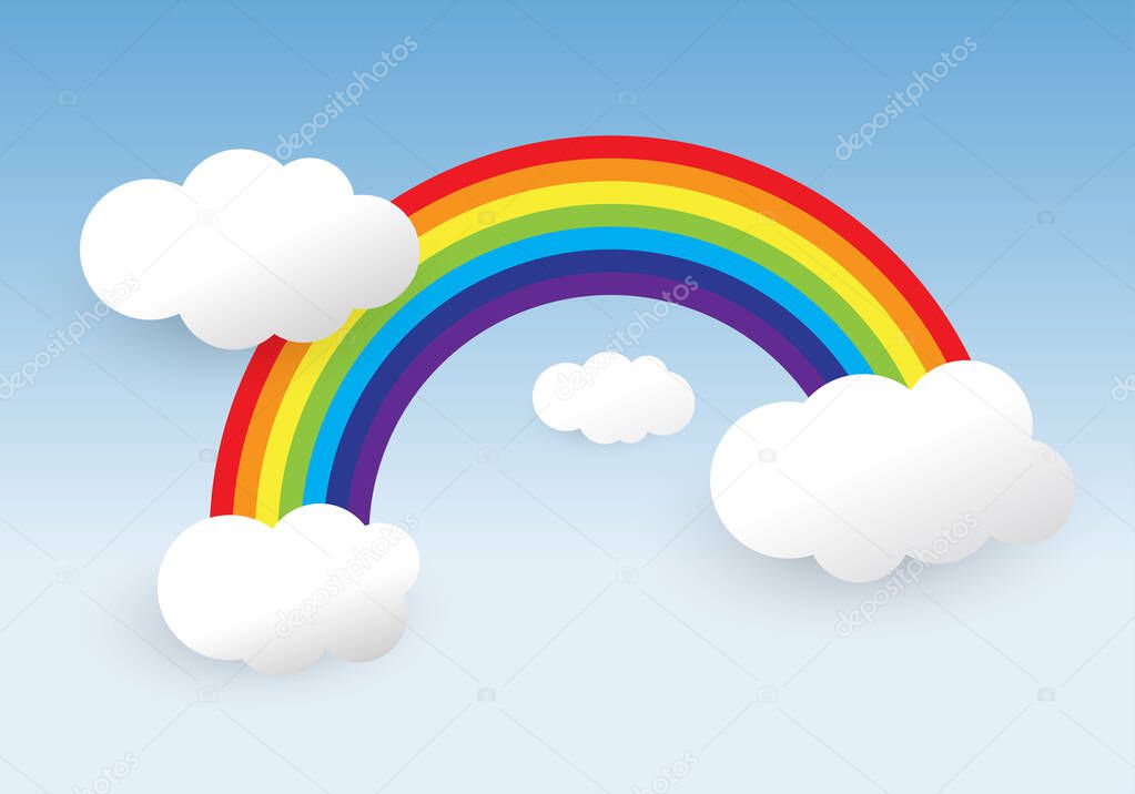  rainbow and clouds in the sky, Vector design