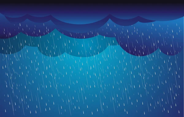 Zware Regenval Donkere Lucht Regenseizoen Bewolking Storm Weer Natuur Achtergrond — Stockvector