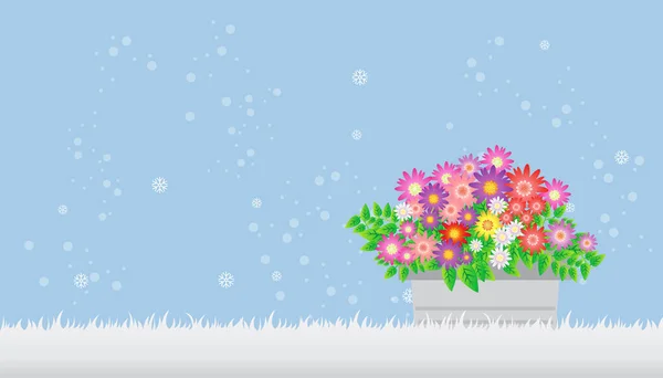 Květiny Oblohou Sněhem — Stockový vektor