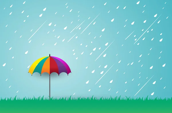 雨の日にカラフルな傘 ベクトルデザイン — ストックベクタ