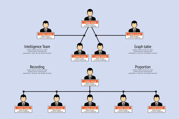 Organigramm Infografiken Mit People Icon Und Abstract Line Geschäftsstruktur Hierarchie — Stockvektor