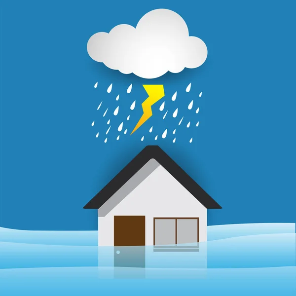 Lluvia Inundación Tormenta Ilustración Vectorial — Vector de stock