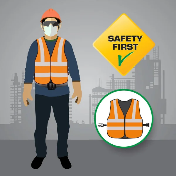 Safety Vest Construction Site Vector Design — Stock Vector