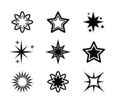 Yıldız simgesi seti, vektör tasarımı.