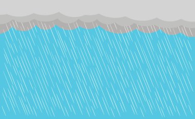 Bulut ve yağmur, yağmur mevsimi, fırtına, vektör tasarımı