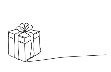 Hediye kutusu, satır çizim biçimi, vektör tasarımı