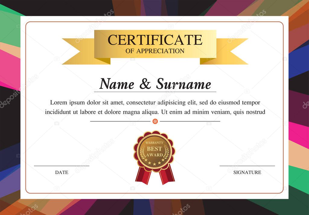 certificate template, diploma design, success , award,  graphic background, warranty vector design.
