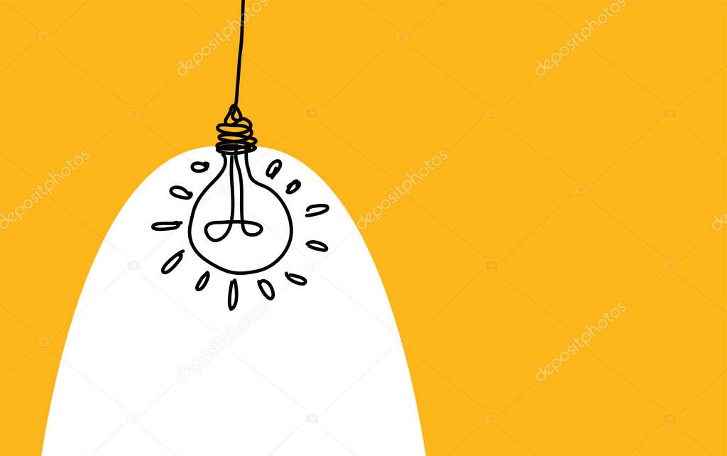 Lamps hanging from above, line drawing style,creative idea, vector design